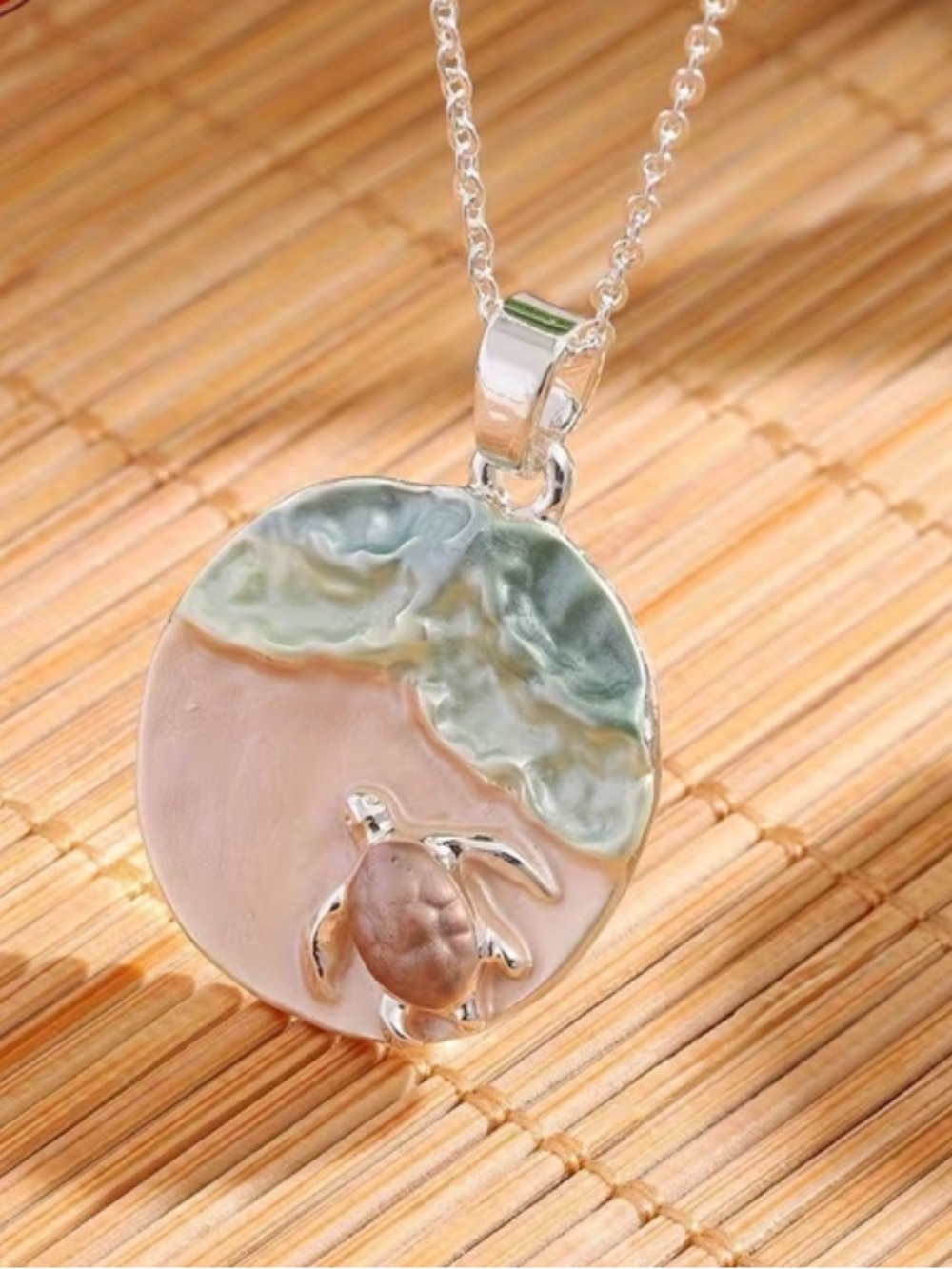 Turtle at the Beach Silver Toned Necklace - Picture 3 of 6